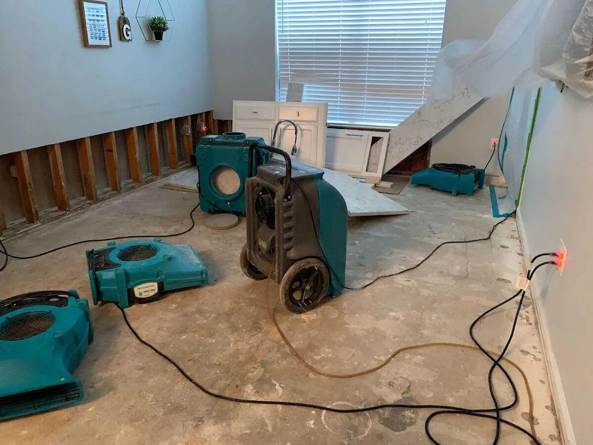 Dehumidifier in flood-cut room for Water Extraction & Removal in Albemarle